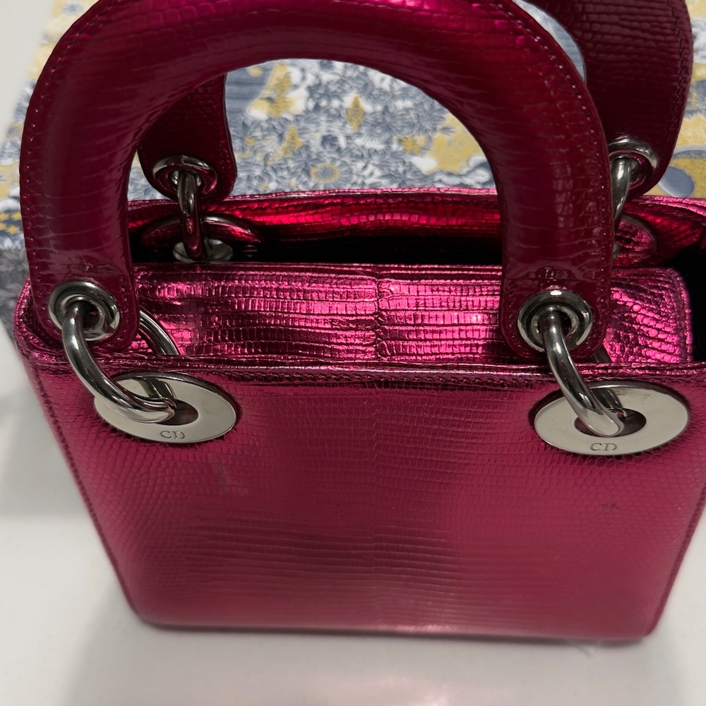 Mini Lady Dior Python Skin -Pink - image 7